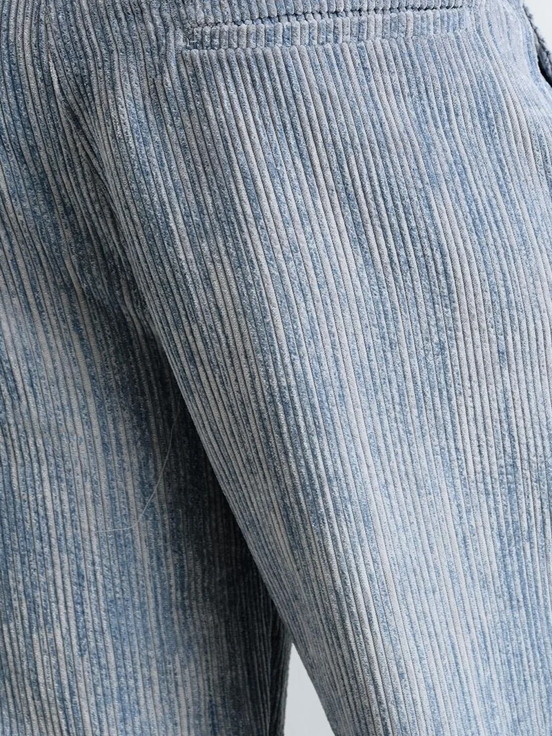 Giesto Maya Blue GIESTO Textured Pleated Regular Fit Straight Leg Pants for Men | Best Price UAE